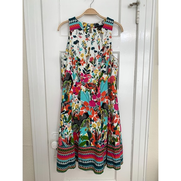 Maggy London Multicolor Floral Sleeveless A Line Fit Flare Dress Size 12 $175 - Picture 4 of 16